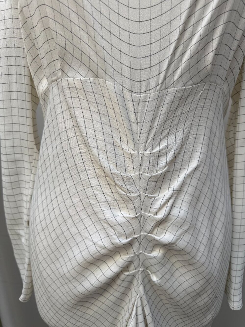 ASOS NWT White Grid Print Ruched Maxi Dress Open Back Wedding Guest Prom Size 10 - Picture 6 of 9